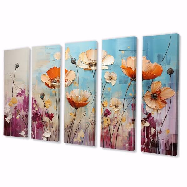 Designart "Meadow Whispers Collage II" Modern Multipanel Wall Art Print